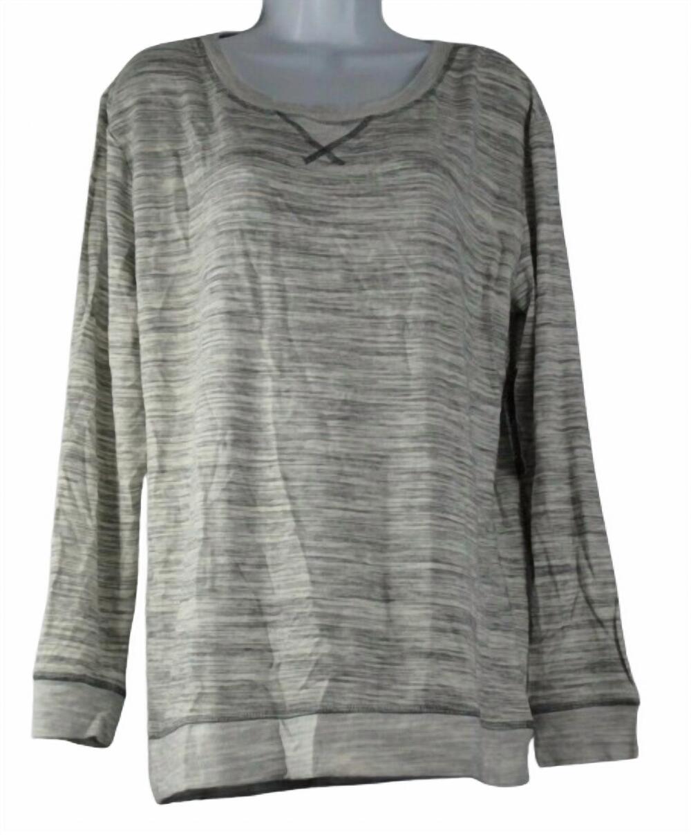 NEW FELINA women's ribbed taylor boyfriend sleep sweatshirt in light gray